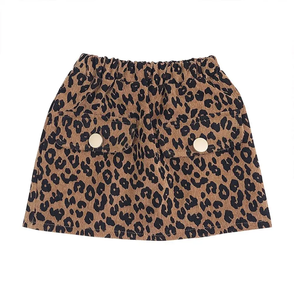

Summer Girls Skirt Baby Girl Cute Leopard Pattern Short Skirt With Buttons Design Casual Toddler Sundress For Girls