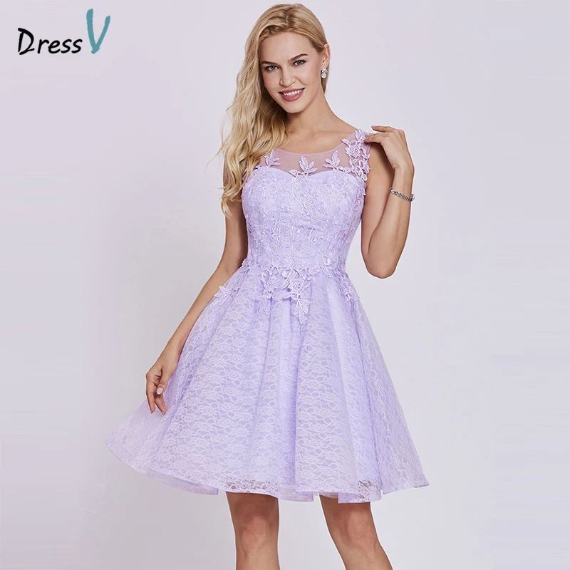 Dressv lilac scoop neck a line cocktail dress new cheap knee length