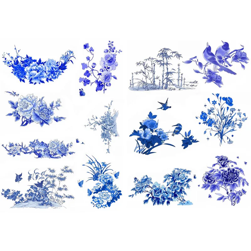 

1 PCS Blue China Ink Painting Cosas Kawaii Precut Stickers Scrapbooking Stationery Washi Tape Set School Supplies