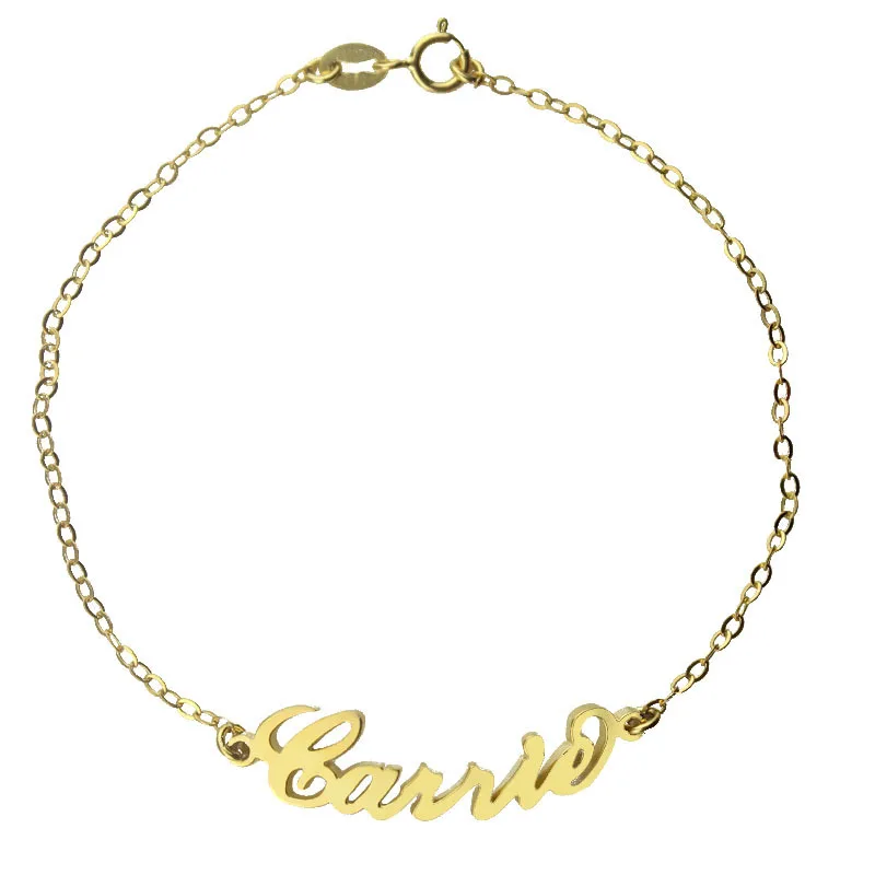 

Personalized Carrie Style Name Bracelet Custom Nameplate Bracelets for Women Gift Costume Letter Pendant Handmade Gold Jewelry