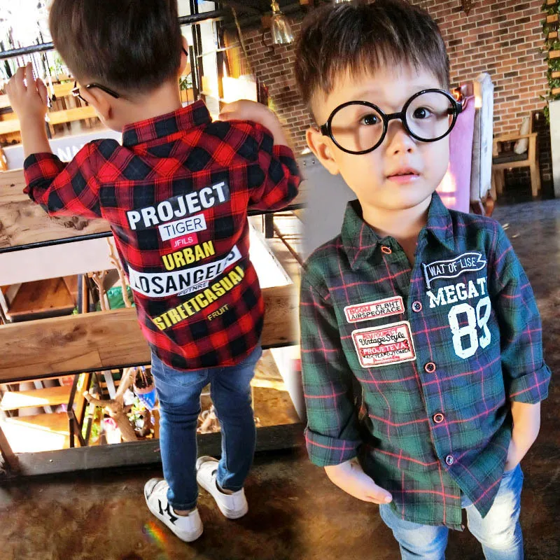 

Boys Plaid Cotton Sweatshirt 2019 New Girls Long Sleeve Blouse Children Shirt Korean Version Boys Outerwear