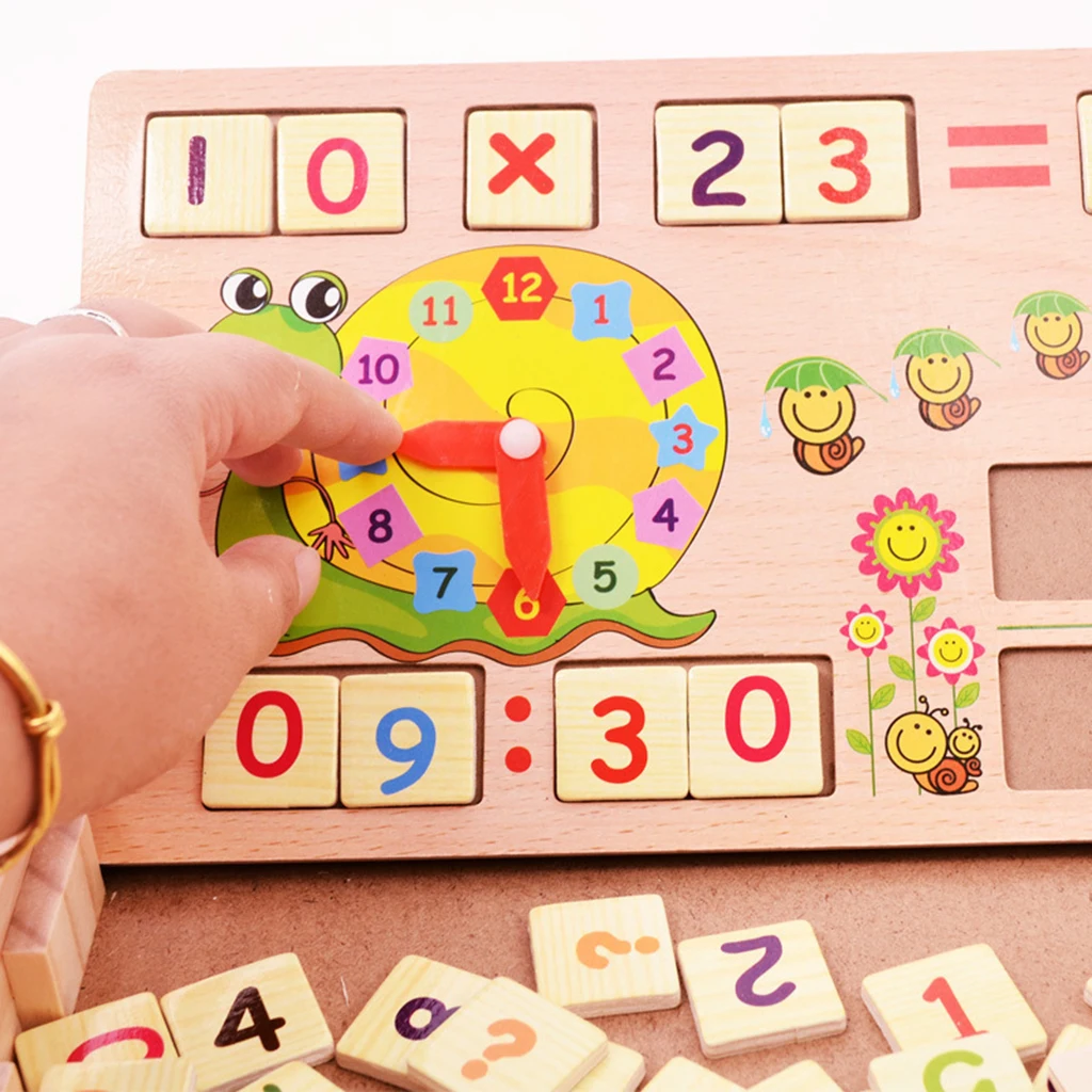  Wooden Montessori Toy Preschool Teaching Tool Math Counting Sticks with Clock