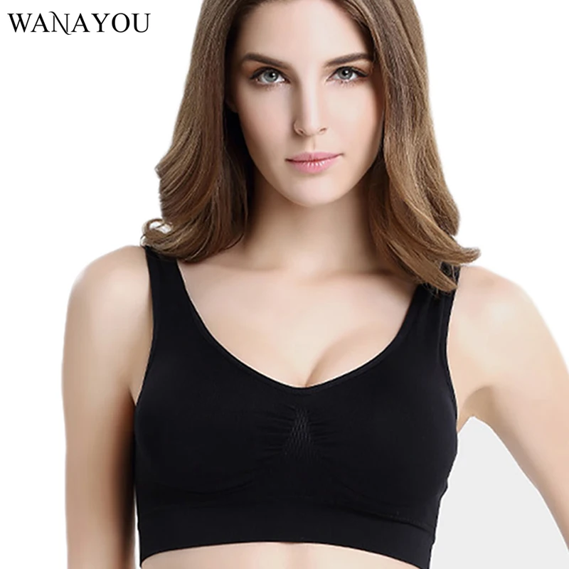 

WANAYOU Large Size Women Sport Bra Yoga Fitness Running Gym Sports Top Vest Padded Seamless Push Up No Compact XXL XXXL