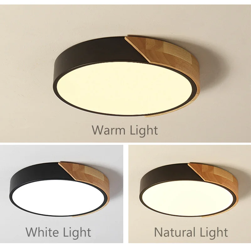 Modern led ceiling light with remote control Loft living room lights bedroom Nordic interior lighting home Wood led plafondlamp