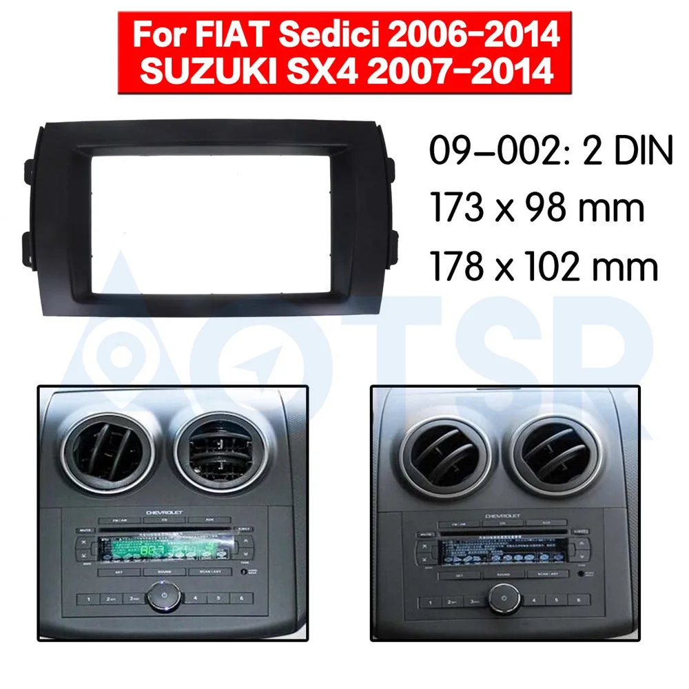 

2 din Radio Fascia for 2007-2013 Suzuki SX4 for 2005+ Fiat Sedici Stereo Audio Panel Mount Installation Dash Kit Frame Adapter