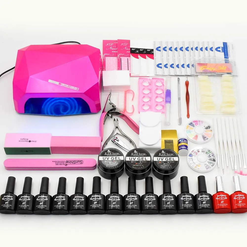 

12 Colors Nail Gel Set Manicure Kit With 36W 48W UV LED Lamp UV Gel Polish Varnish Nail Extension Gel Set Nail Art Tools Set