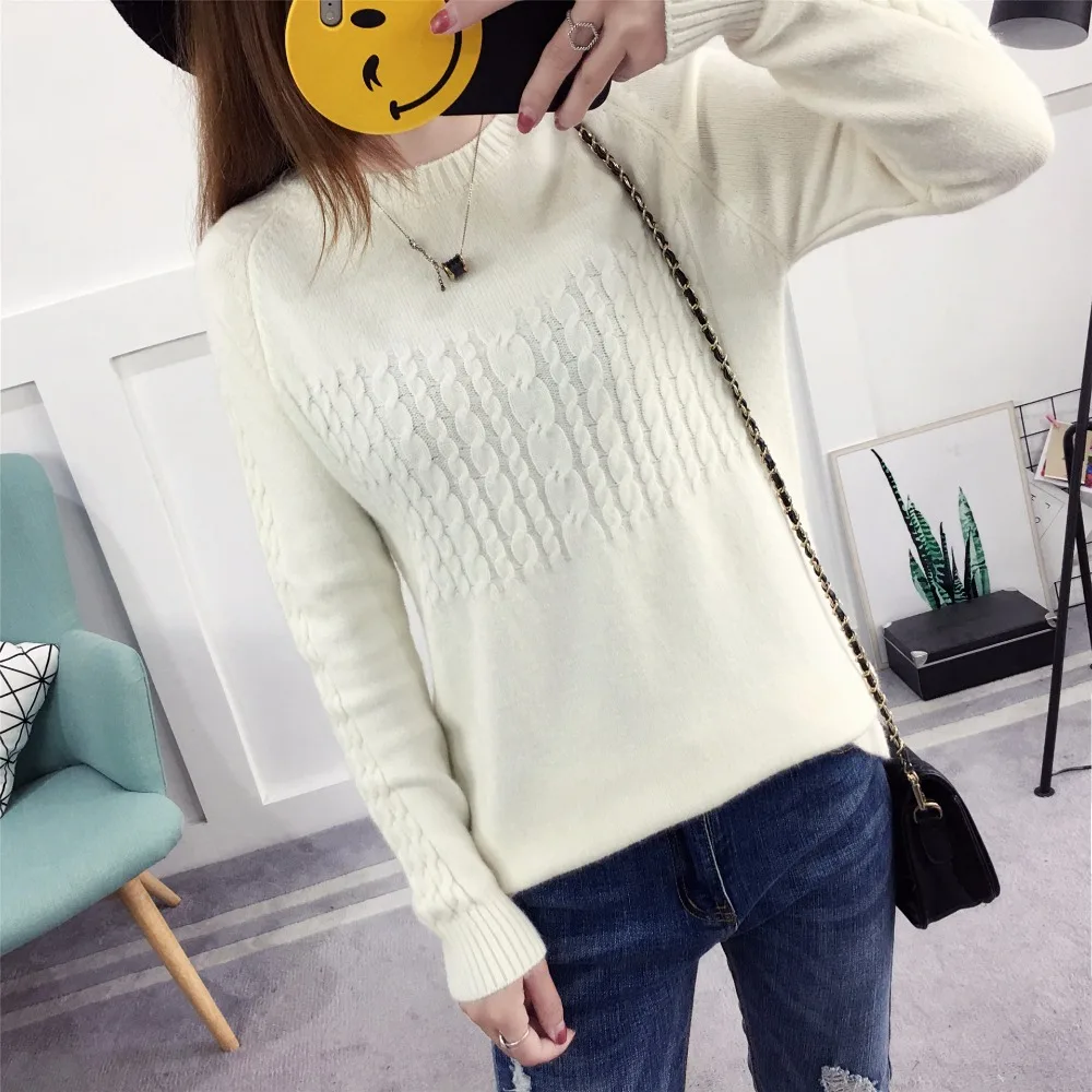 2016 New Women's Warm Spring and Autumn Winter Sweater Solid Female Casual Sleeved Pullover Sweaters