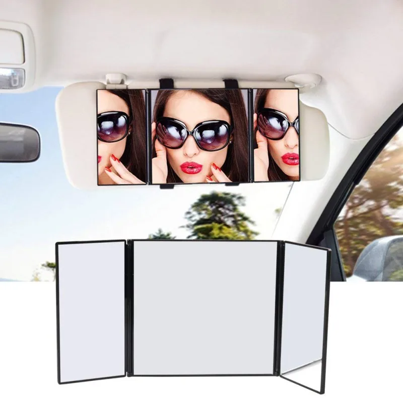 Автомобильное зеркало для макияжа, солнцезащитный козырек, косметическое зеркало, авто тройное складное автомобильное внутреннее зеркало для макияжа, солнцезащитное зеркало, украшение