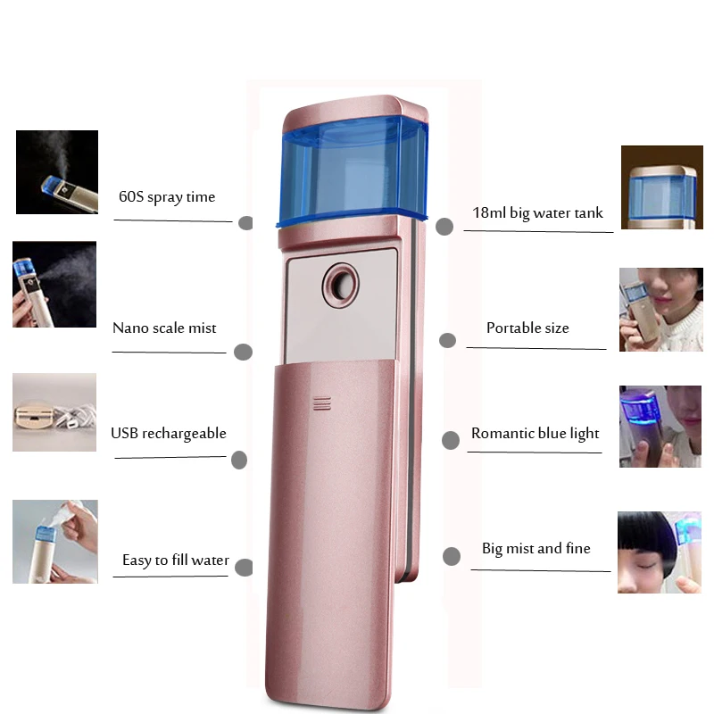 Nanoescala de Atomização de Pulverização de Água Extensão dos Cílios Hidro Mini Ultrasonic Fresco Rosto Beleza Nano Névoa Facial Steamer Spa Usb 6 Hidro Spa Mini USB Ultrasonic Fresco Rosto