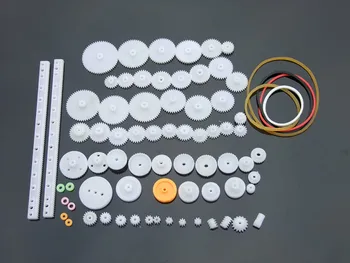 

75PCS DIY Rack Pulley Belt Worm Single Double Gears Plastic Shaft Crown For Robot Toy Car Boat Parts
