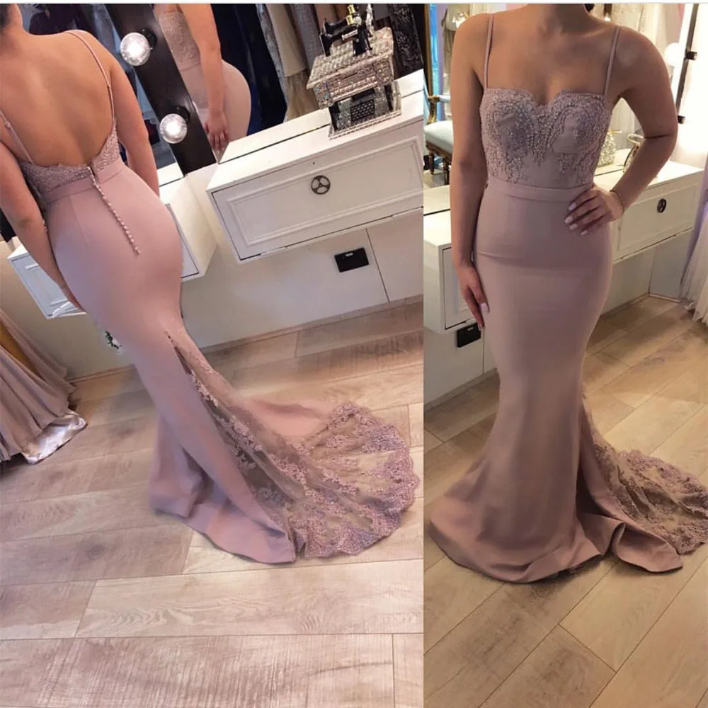 Elegant Lace Appliques Sweetheart Mermaid Backless Bridesmaid Dresses21