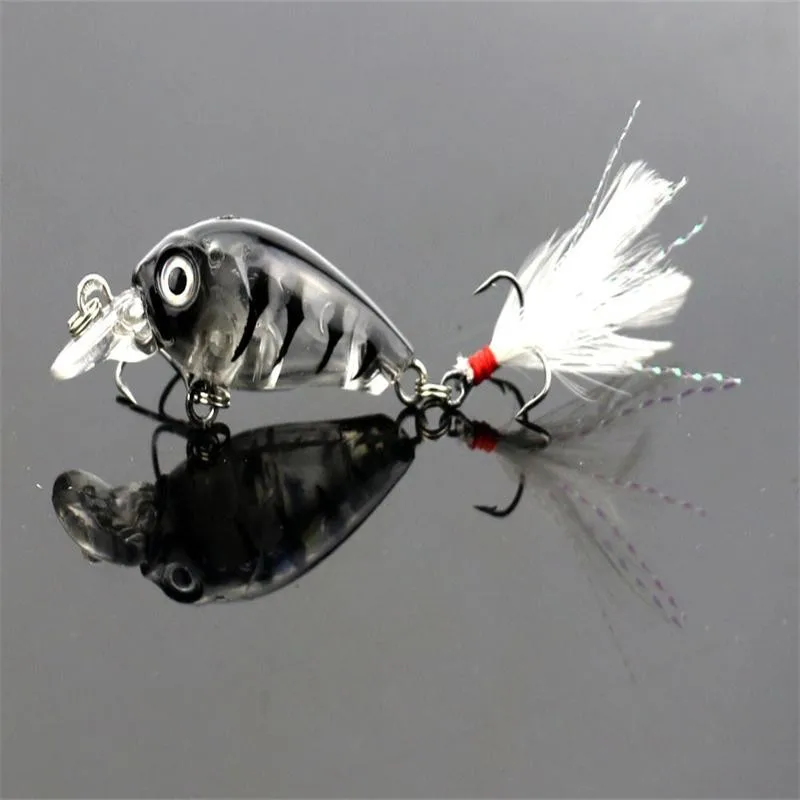 3.6cm 4g Fishing Lures Crank Baits Mini Wobbler Crankbait 3D Fish Eye Artificial Lure with Feather Lifelike Siumlation Fake Lure (4)