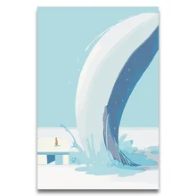 Картина своими руками по номерам Большой Белый кит на море картина с комплектами DIY Рисование аниме картинка-раскраска для интерьер для комнаты девушки