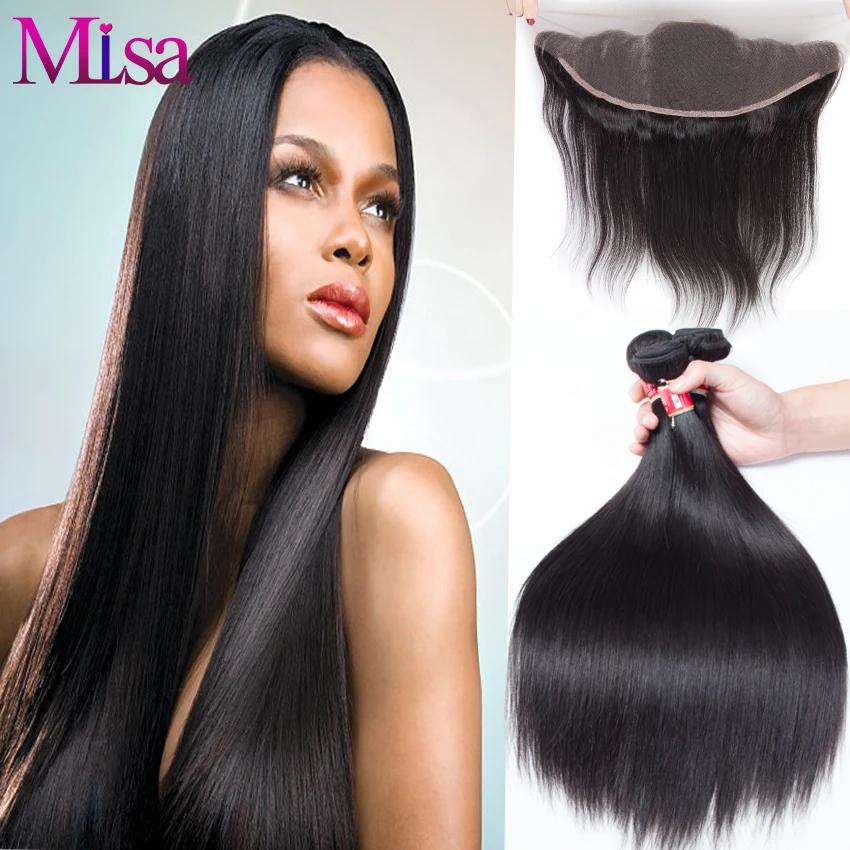 Peruvian Virgin Hair 4 Bundles With Frontal Closure 100 Human Hair