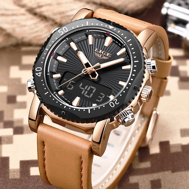 

2018New LIGE Men's Watches Top Brand Luxury Men's LED Waterproof Watch Quartz Clock Military Sport Watch Relogio Masculino + Box