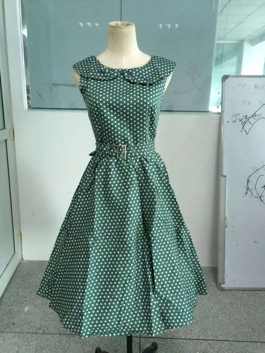 R1010-19 green rockabilly dress
