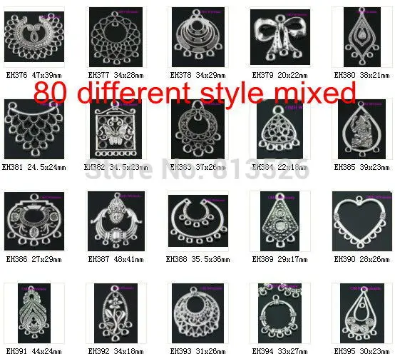 

OMH wholesale jewelry tibetan silver mixed pendants earring connectors Drop Earrings -(About 50 kinds of)
