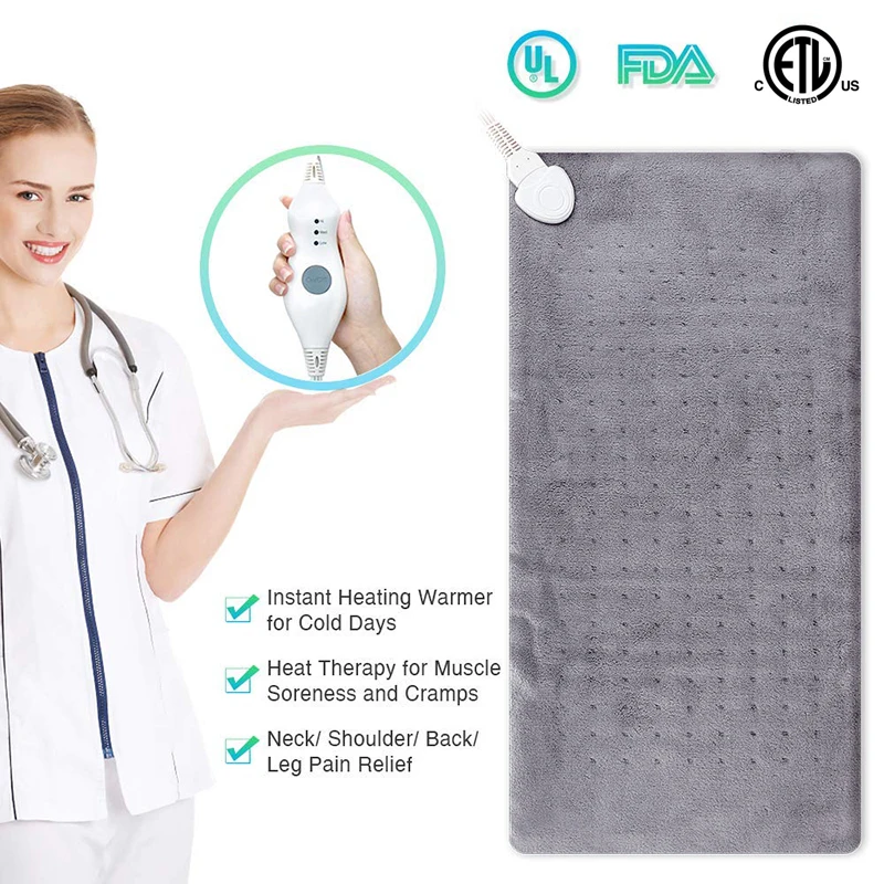 

Bellavie Electric Heating Pad for Body Moist and Dry Heat Therapy King Size Fast Heat Auto Off 3 Heat Settings12*24"US Plug 110V