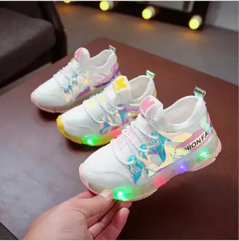 

New Summer Autumn Breathable Led shoes Mesh Soft Boys&Girls Casual Sports Shoes With Light Fashion Children luminous Sneakers