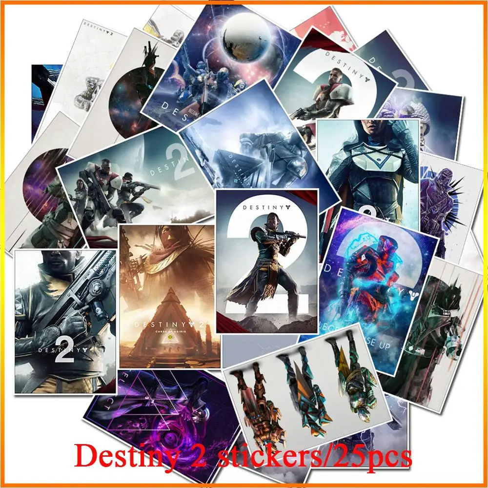 

25 Pcs No repeat game Destiny 2 toy Stickers for Laptop Car Styling Phone Bicycles Luggage Motorcycle PVC Waterproof Sticker