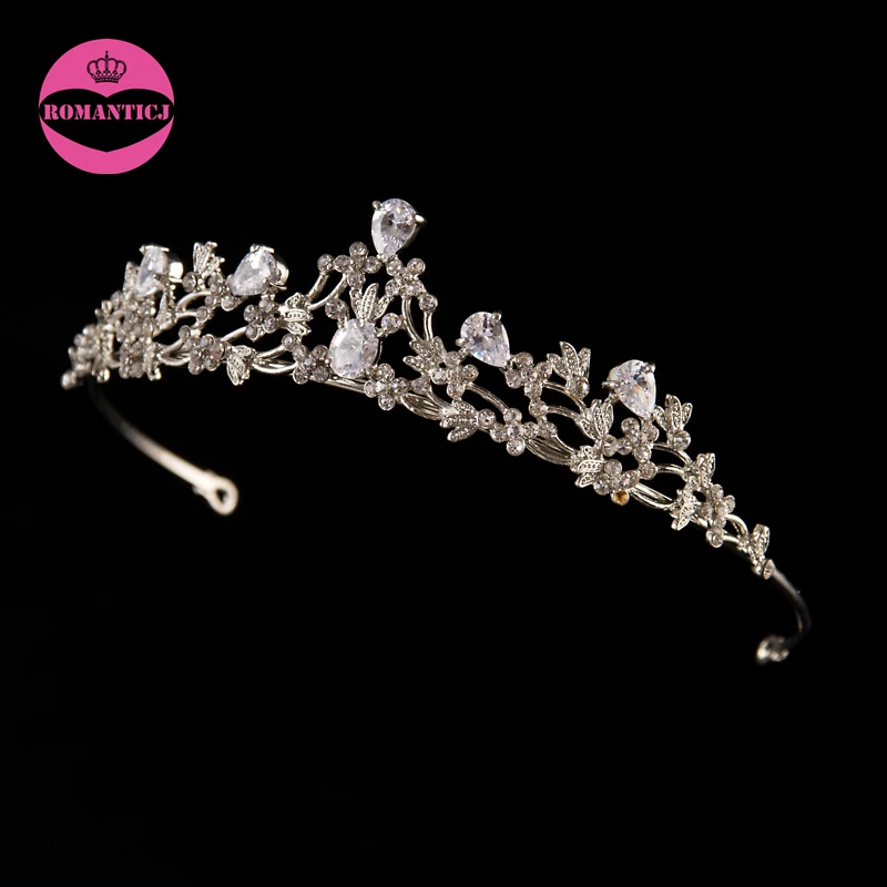 Floral Zinc Alloy Crystal Tiaras Small Beautiful Tiara Crystal Bridal