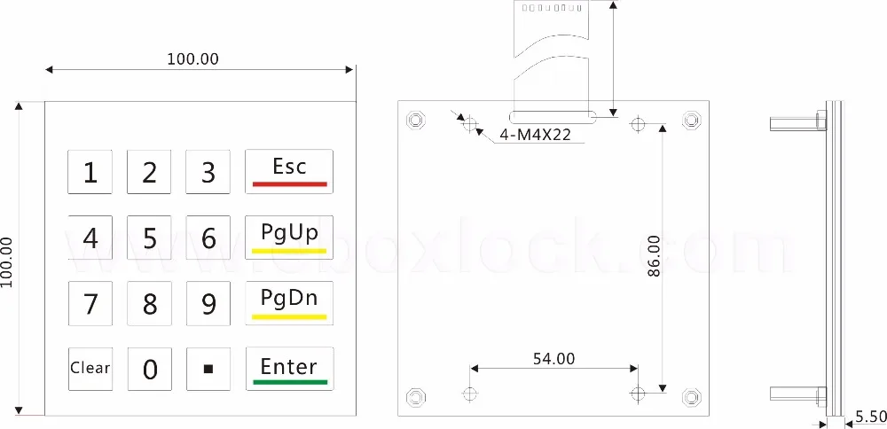 Stainless steel keypad dimension eboxlock