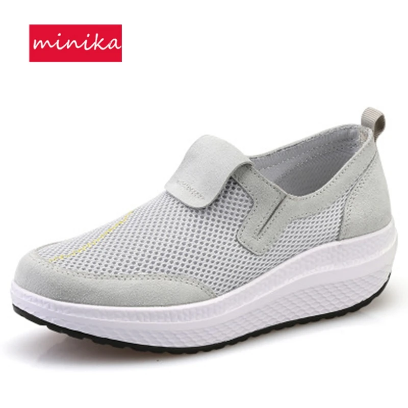 Women Toning Shoes Mesh Breathable Wedge Light Weight Swing Shoes 2018 New Height Increasing Hard-wearing Female Slimming Shoes