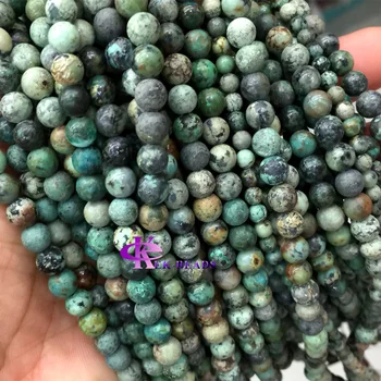 

Wholesale Natural Blue Green Africa Turquoise Round Loose Stone Beads 6mm-12mm Fit Jewelry DIY Necklaces or Bracelets 15" 04275