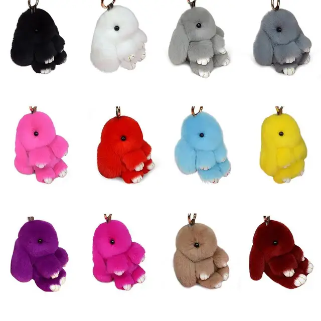 3pcs\pack Plush Toys Fluffy Rabbit Keychain Cute Lovely Nature Fur