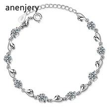 ANENJERY – Bracelets en forme de cœur en argent Sterling 925 pour femmes, bijoux en Zircon délicat, cadeau de saint valentin, bijoux de mariage, S-B227