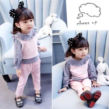 Autumn Baby Girls Clothes 3PCS Girls Clothing Sets Floral Shirt +Vest Coat+Pant 3PCS Outfits Casual Suit Baby Girls Clothes 2