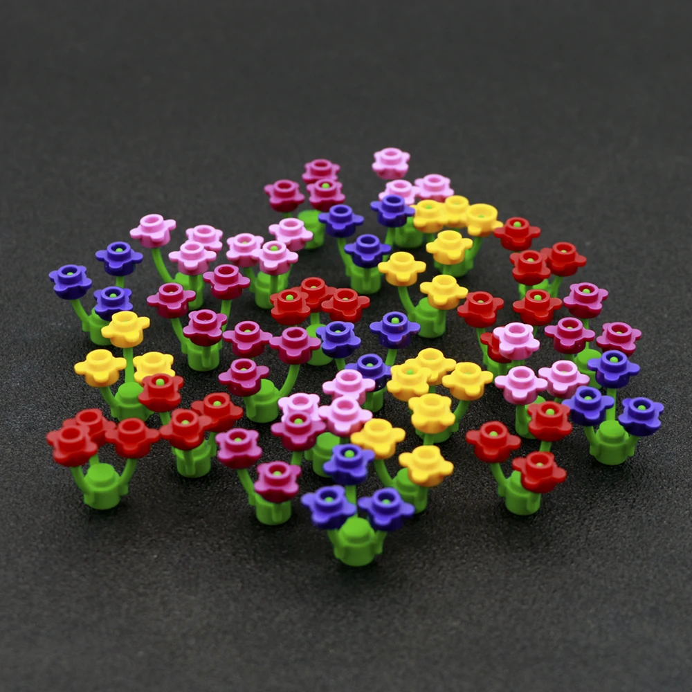 Friends Plants Red Rose Flowers X6 Build With Greens Lego New Bulk Lot City