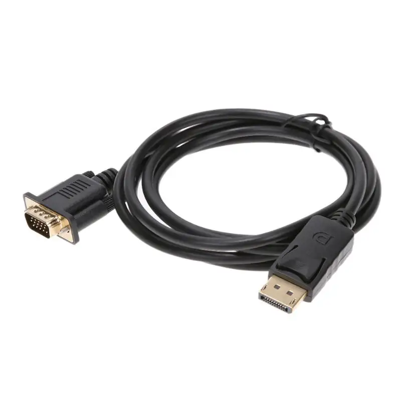 1.8 m DisplayPort الذكور إلى VGA الذكور محول محول كابل موانئ دبي إلى VGA الصوت فيديو الحبل سلك خط للكمبيوتر العارض