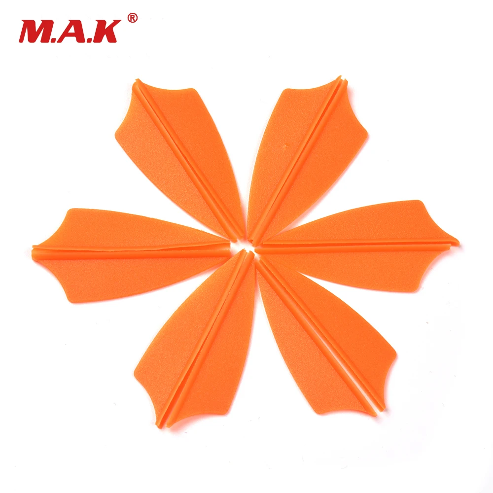 

60pcs Arrow Feather 1.75 Inches Orange Shield Plastic Vans Feather DIY Arrows for Archery Hunting Shooting