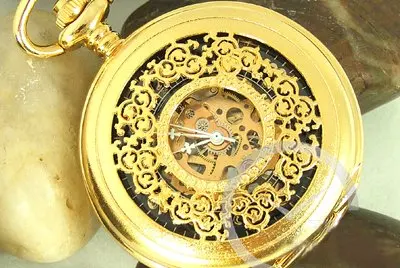 

Unique Antique Gold Tone Roman Pocket Watch NR