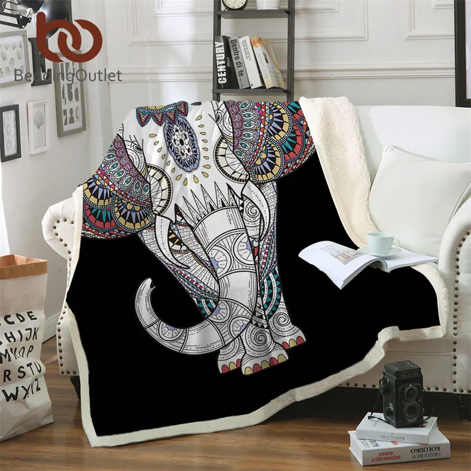 BeddingOutlet Indian Elephant Blanket Mandala Exotic Microfiber Sherpa