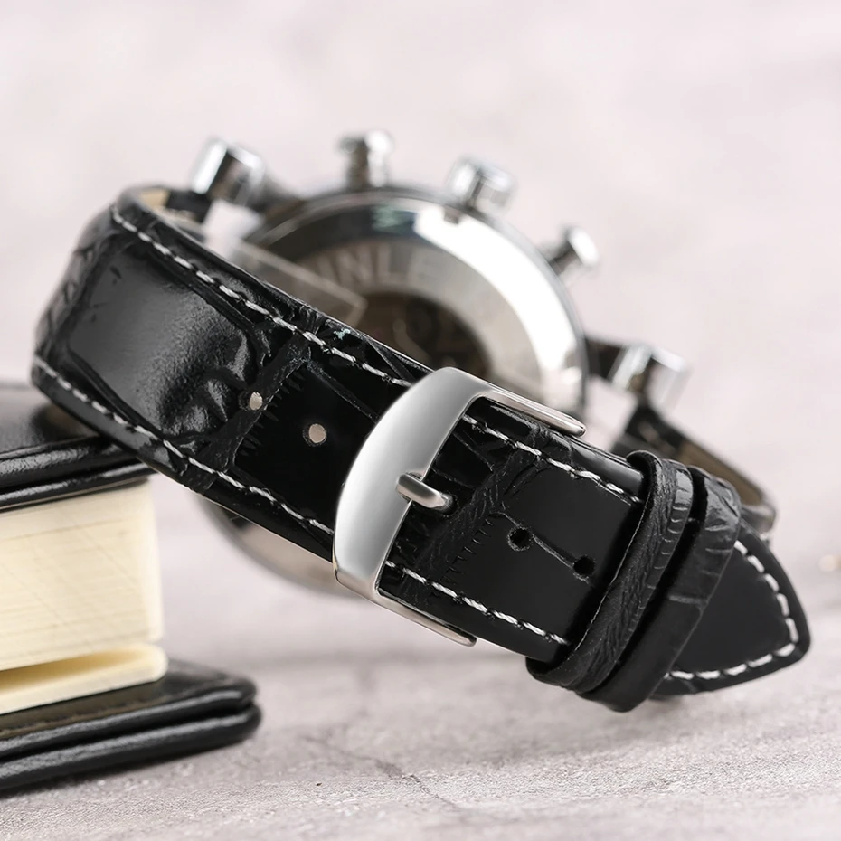 Men's Tourbillon Mechanical Watch Luxury Business Self-Winding Wrist Watch Trendy Genuine Leather Fashion New Time Date Display Best Christmas GiftS for Men Male (10)