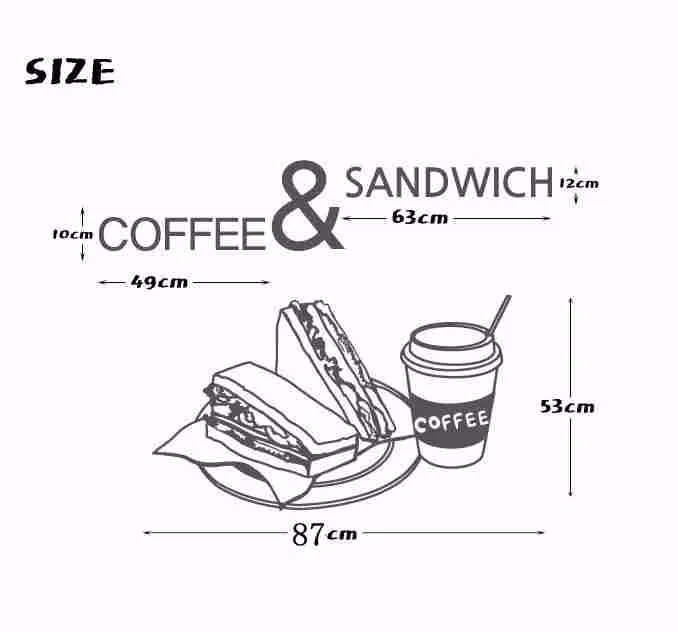 Стикер с кофе еда наклейка кафе плакат Винил Искусство Наклейки на стены Pegatina Quadro Parede Декор Фреска стикер с кофе