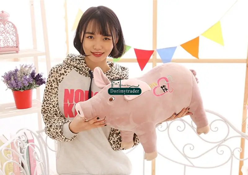 Dorimytrader New Cute 70cm Big Emulational Animal Pig Plush Toy 28inches Stuffed Soft Cartoon Pigs Doll Pillow Baby Present DY61601 (4)