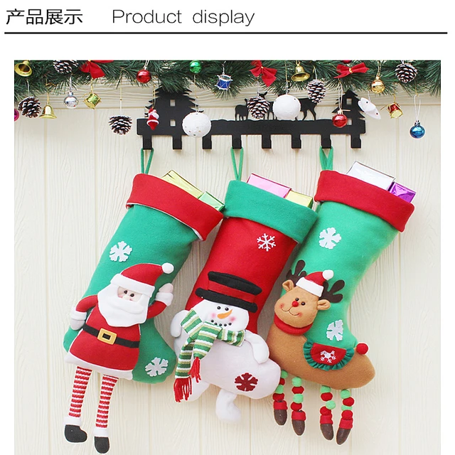 3pcslot santa claus snowman elk large christmas stockings christmas tree ornaments decorations xmas festival - Large Christmas Stockings 3pcslot santa claus snowman elk large christmas stockings christmas tree ornaments decorations xmas festival - Large Christmas Stockings