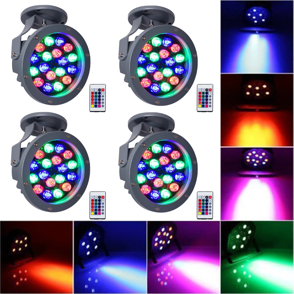 

T-SUN 4 PACK 20W Dj Laser Disco Ball Stage Light 12 Colors 18 LED Rgb Wash Effect Portable Stage Par Light Indoor Disco Lamp