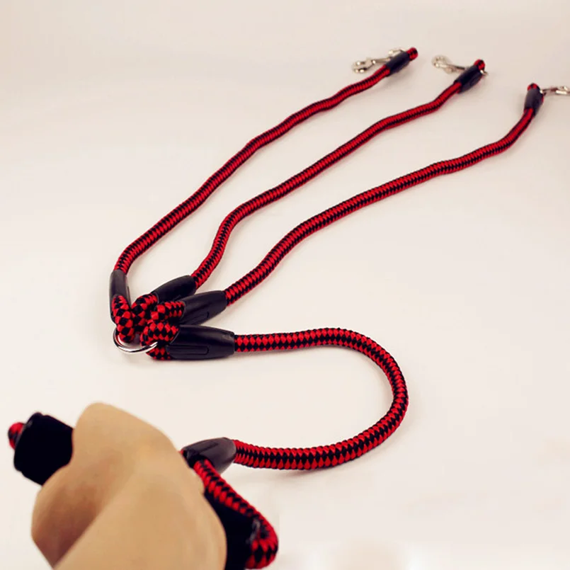 New Three Way Nylon Braid Dog Leash No Tangle Rope Coupler Triple Pet