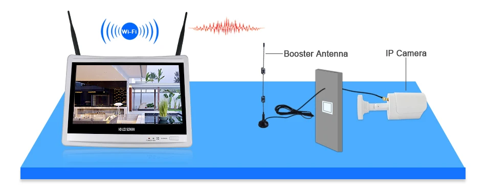 Hiseeu 8CH 1080P Беспроводной NVR комплекты 12 'ЖК-дисплей HD Открытый безопасности 2MP IP камера видеонаблюдения wifi cctv камера системы