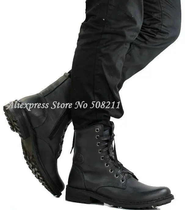 mens black leather lace up ankle boots