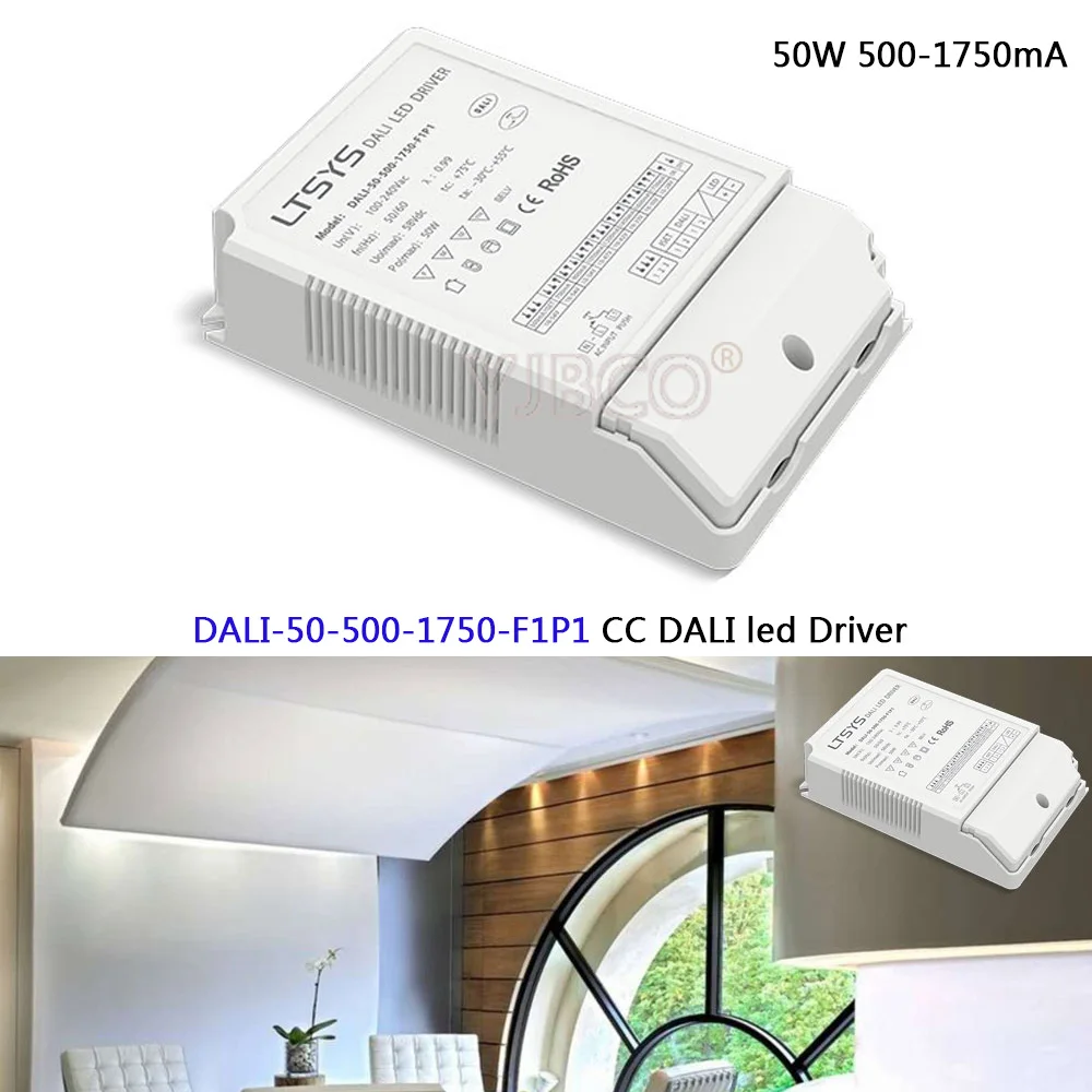 

LTECH CC led Dimming Driver;DALI-50-500-1750-F1P1;AC100-240V input;50W 500-1750mA CC DALI Driver Push DIM led power