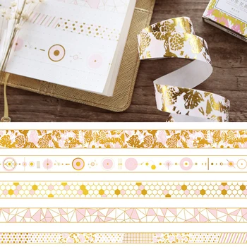 

Kawaii DIY Pink Bronzing Paper Washi Tape Japanese Scrapbooking Decorative Tapes Honeycomb For Photo Album Home Decoration