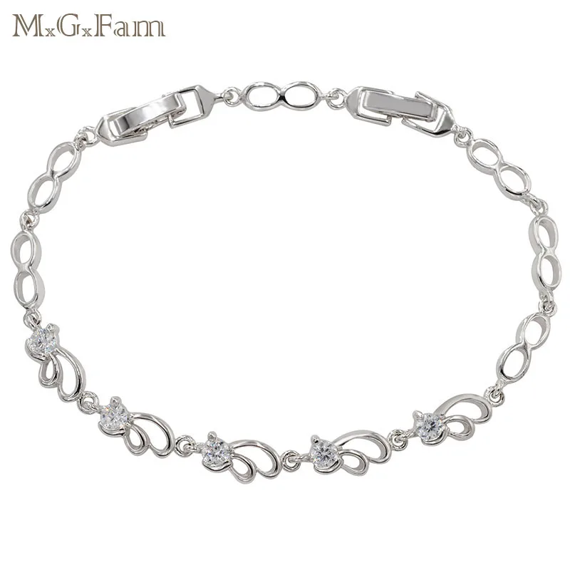 MxGxFam браслеты для красоты для молодой леди AAA+ кубический Ziron модные ювелирные изделия 20 см белого золота цвет OL стиль