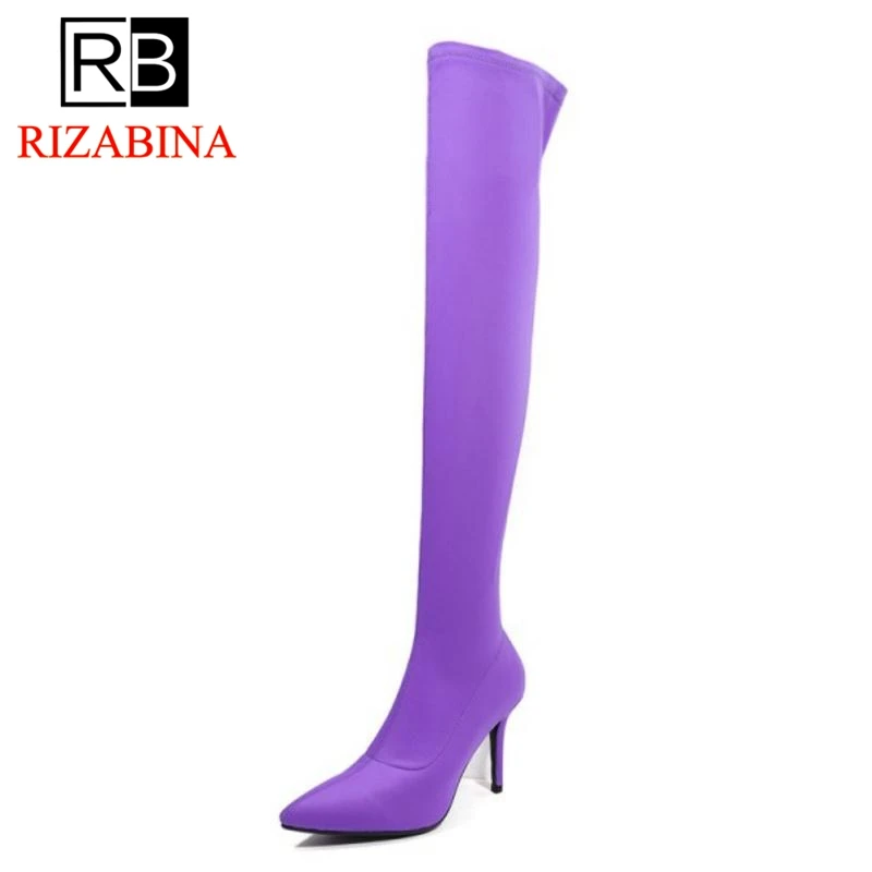 

RizaBina High Heel Woman Boots Winter Shoes Women Pointed Toe tretch Over Knee Boots Sexy Long Botas Ladies Footwear Size 34-39
