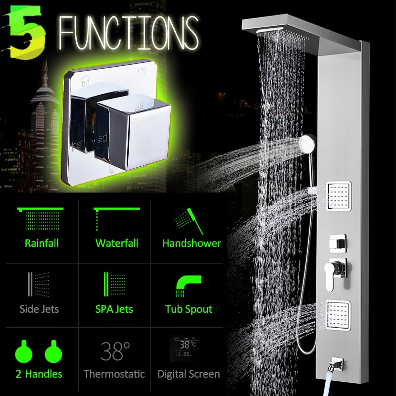 Душевая панель Quyanre RU насадка Водопад 5 насадок массажные насадки набор|faucet set|shower