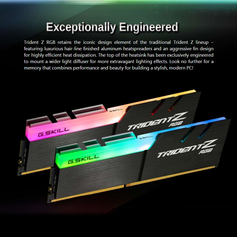 G. SKILL TridentZ RGB серия оперативной памяти DDR4 16 Гб(2x8G) 3200 МГц 1,35 в F4-3200C16D-16GTZ для настольного компьютера